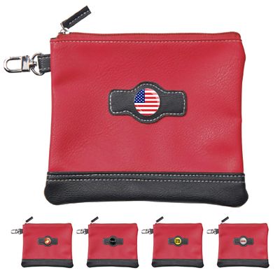 Clip Wipes Marine Golf Valuables Pouch with Zipper (Red-Flag)