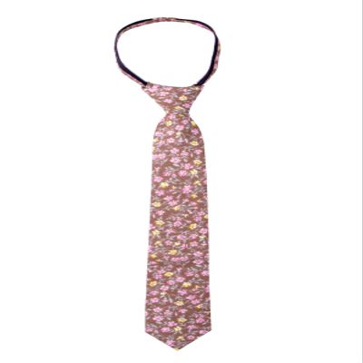 Spring Notion Boys' Cotton Floral Skinny Zipper Tie, Brown Large