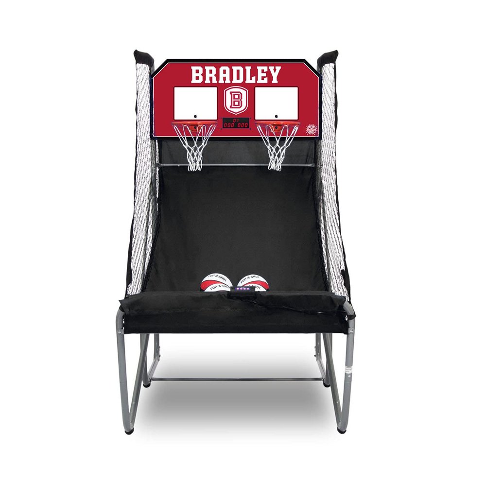 Pop-A-Shot - Home Dual Shot with Bradley Braves NCAA Graphics l Sensor Scoring l 16 Game Modes l 7 Balls l Foldable Storage l for All NCAA Fans