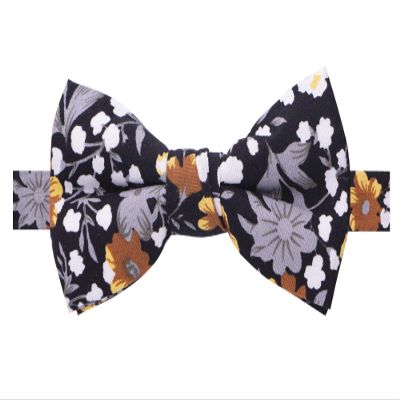 Spring Notion Boys' Cotton Floral Bow Tie, 41-Black/Mustard Large