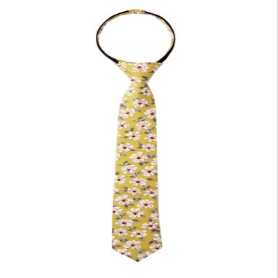 Spring Notion Boys' Cotton Floral Skinny Zipper Tie, Mustard Large