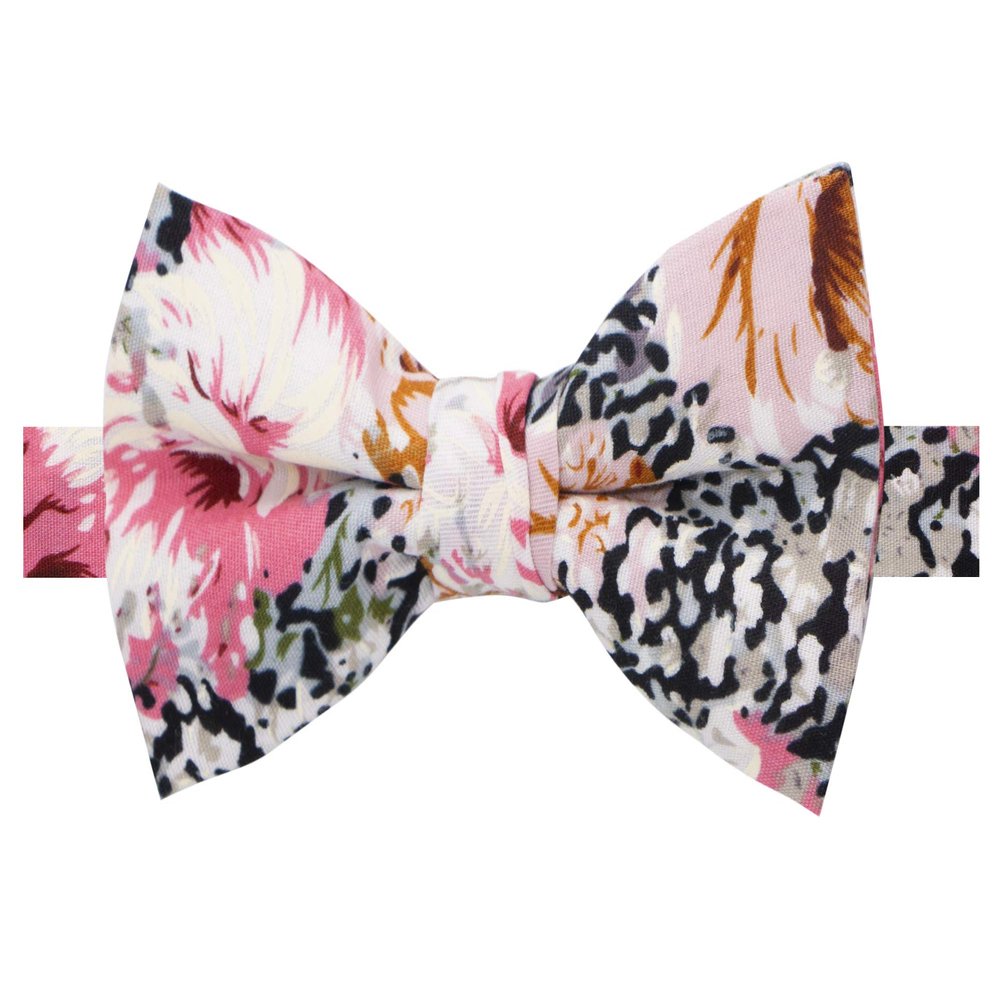 Spring Notion Boys' Cotton Floral Bow Tie, 34-Black/Pink Small