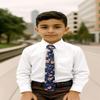 Spring Notion Boys' Cotton Floral Skinny Zipper Tie, Navy/Orange Small view 4