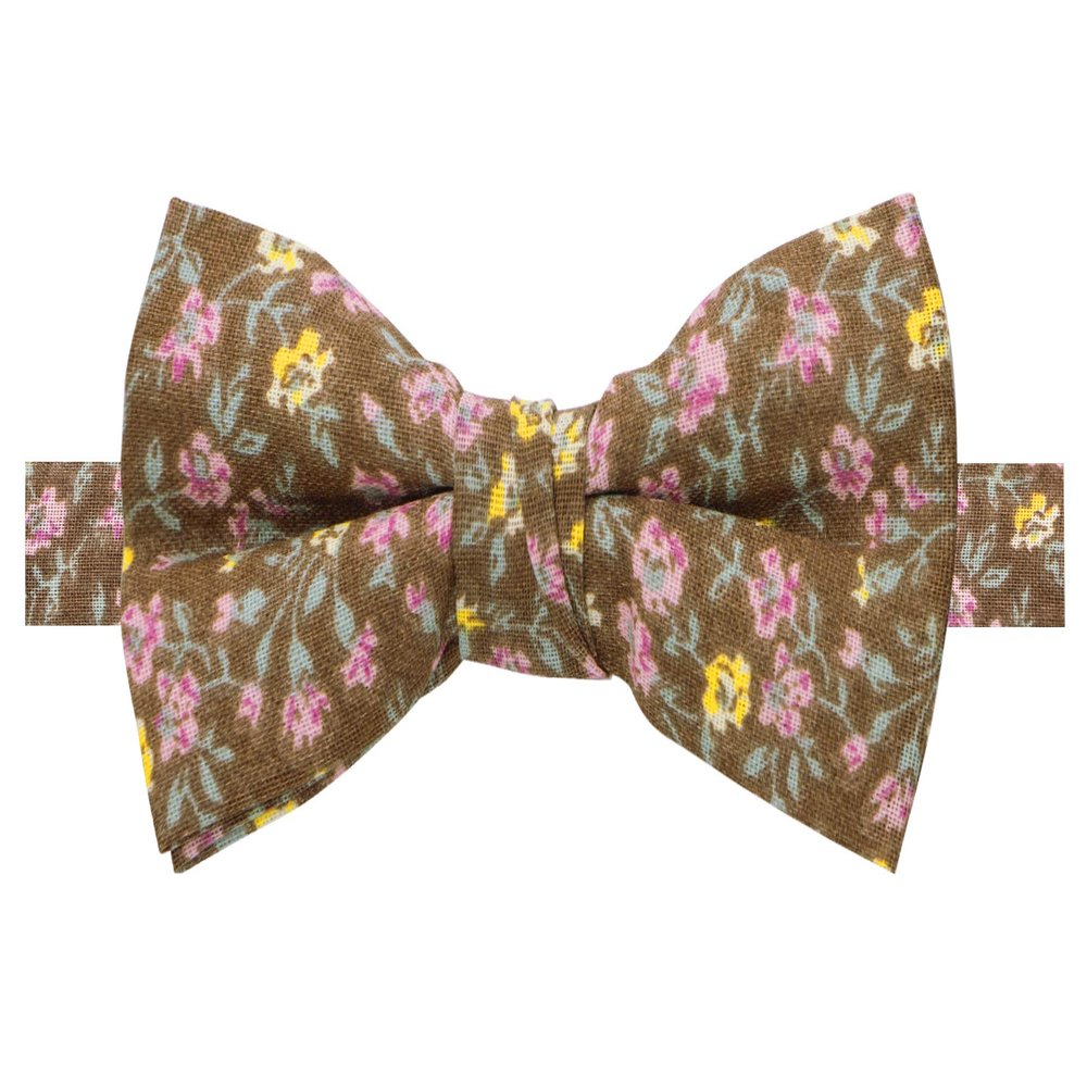 Spring Notion Boys' Cotton Floral Bow Tie, 39-Brown Small