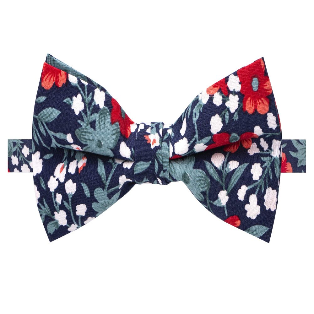 Spring Notion Men's Cotton Floral Print Bow Tie, 42-Blue/Red