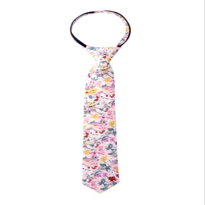 Spring Notion Boys' Cotton Floral Skinny Zipper Tie, Ivory Small