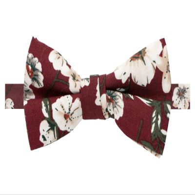 Spring Notion Boys' Cotton Floral Bow Tie, 37-Burgundy Medium