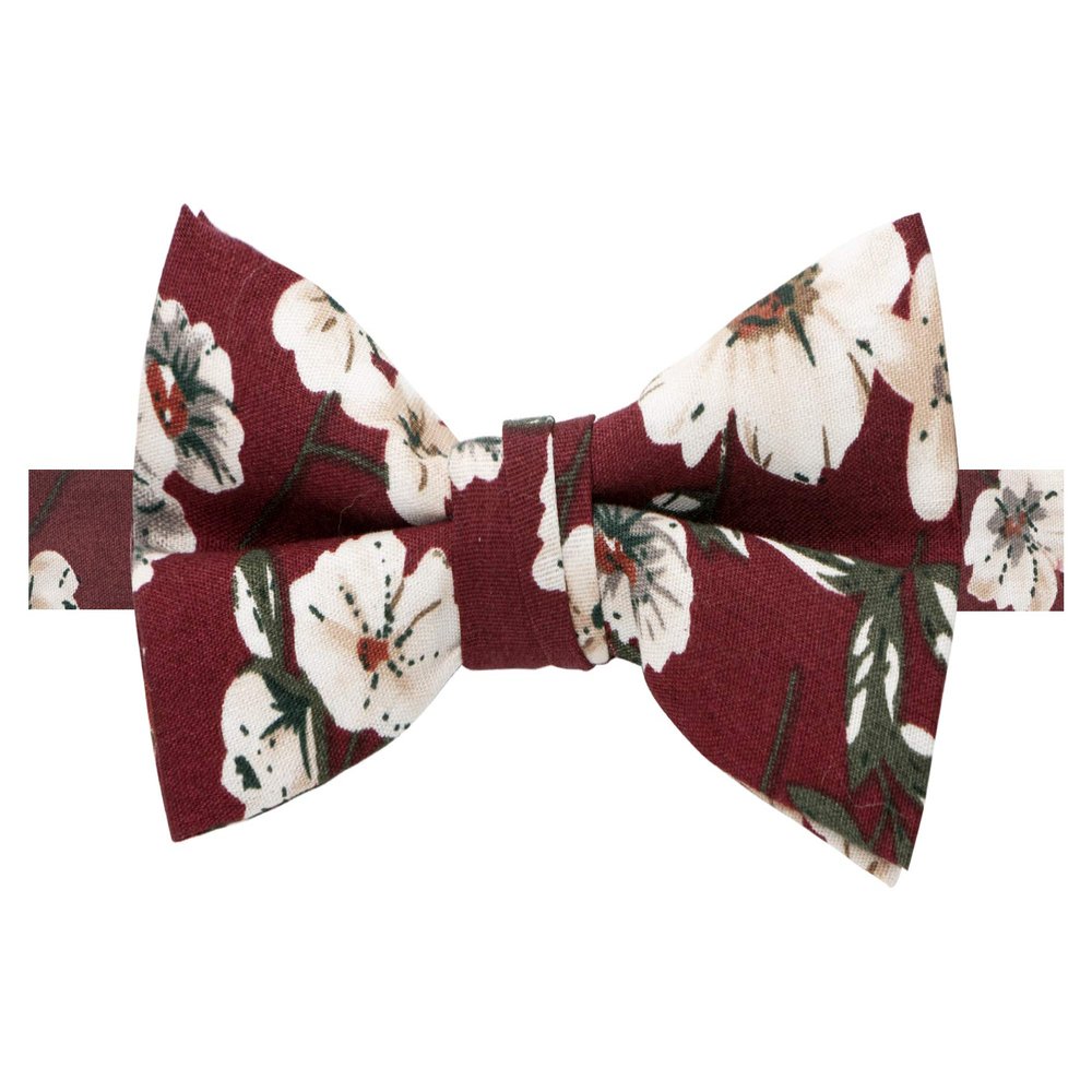 Spring Notion Boys' Cotton Floral Bow Tie, 37-Burgundy Medium