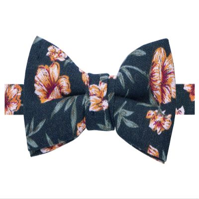 Spring Notion Boys' Cotton Floral Bow Tie, 35-Navy/Orange Medium