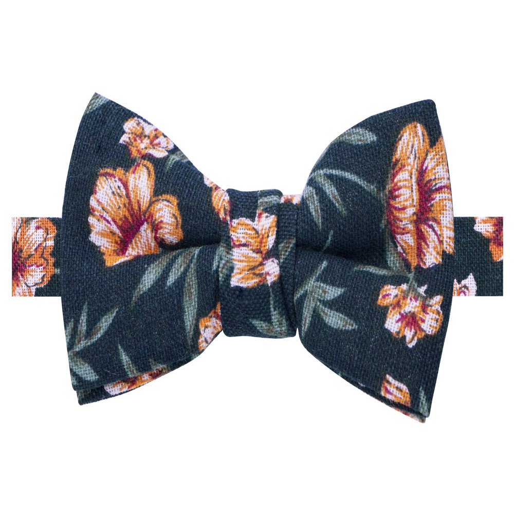 Spring Notion Boys' Cotton Floral Bow Tie, 35-Navy/Orange Medium