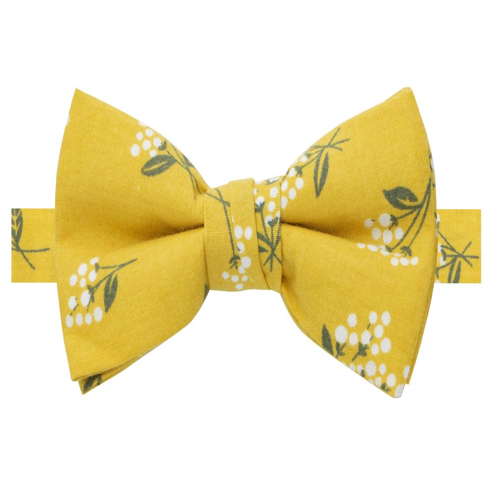 Spring Notion Boys' Cotton Floral Bow Tie, 40-Mustard Medium