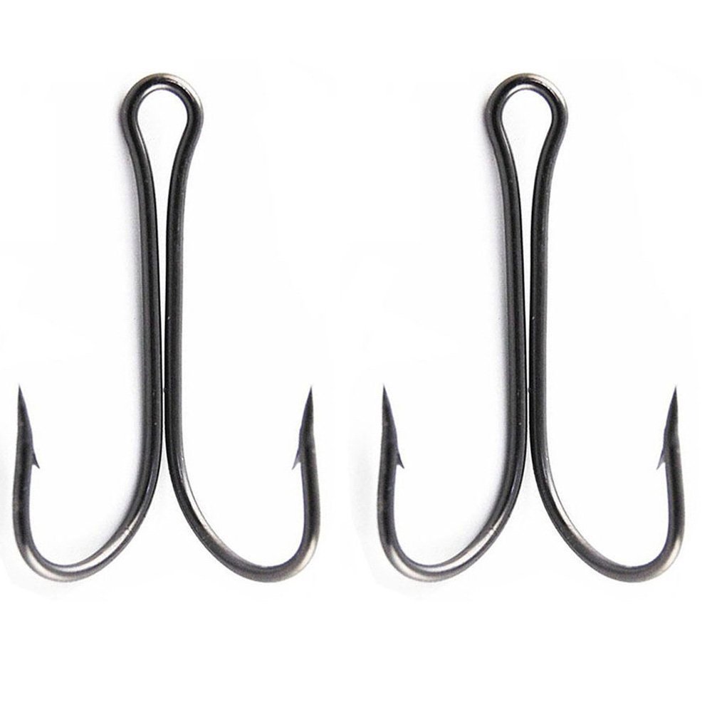 100pcs Double Hook - Small Fly Tying Fishing Hooks High Carbon Steel Sharp Durable Saltwater Hook 9908 (4#)