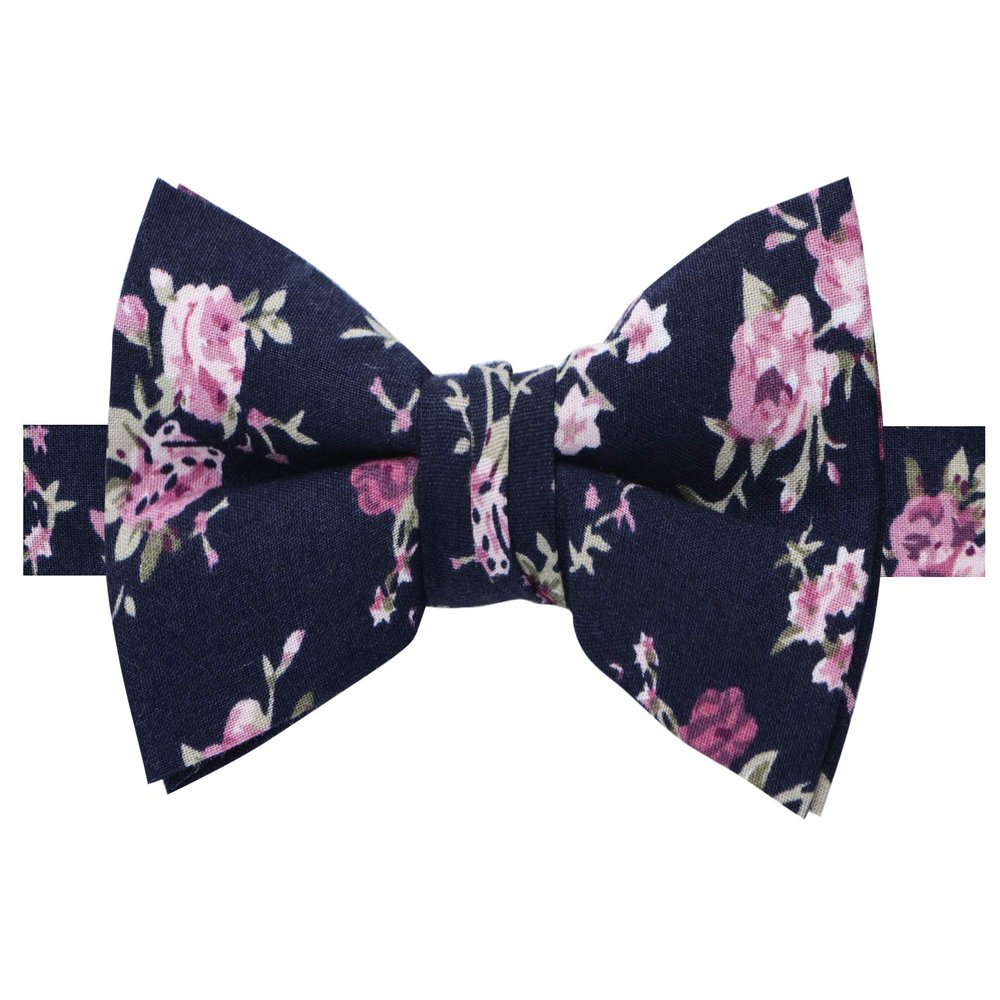 Spring Notion Boys' Cotton Floral Bow Tie, 38-Navy/Pink Small