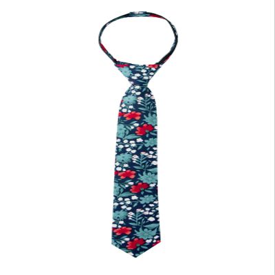 Spring Notion Boys' Cotton Floral Skinny Zipper Tie, Blue/Red Large