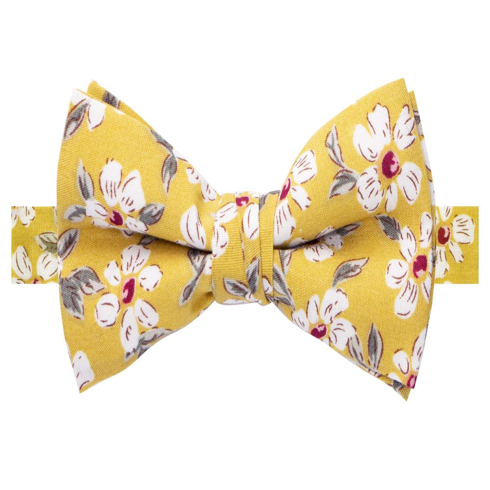 Spring Notion Boys' Cotton Floral Bow Tie, 32-Mustard Medium
