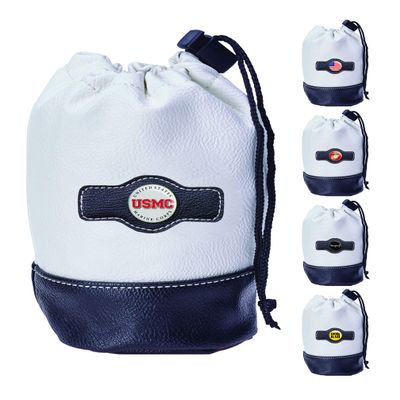 Clip Wipes Marine Golf Valuables Pouch with Drawstrings (White-USMC)