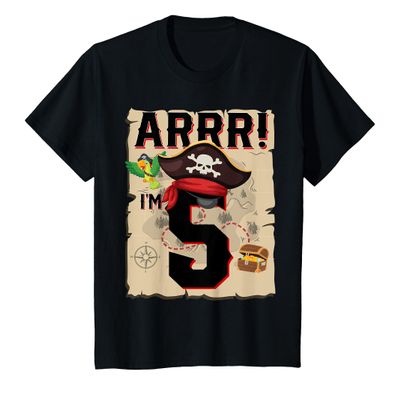 5 Year Old Pirate Birthday ARR Pirates Treasure Map 5th Gift T-Shirt