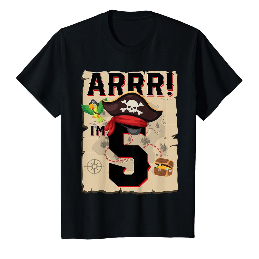 5 Year Old Pirate Birthday ARR Pirates Treasure Map 5th Gift T-Shirt