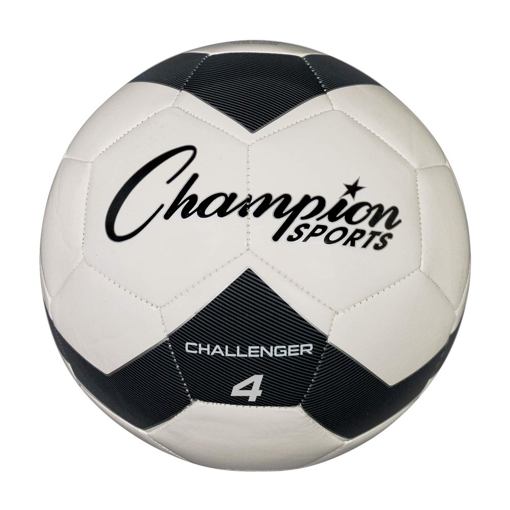 Champion Sports Challenger Soccer Ball, Size 4, Black/White