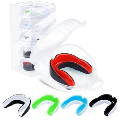 MENOLY Youth Mouth Guard - 5 Packs Football Mouth Guard, BPA Free Mouth Guard with Portable Case, Mouth Guard Sports for Boxing, Basketball, Lacrosse, MMA, Hockey, Wrestling, Soccer