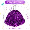CUGBO 24Pcs Cheerleading Pom Poms, 1 Dozen Handle Metallic Foil Flower Ribbons Cheerleader Pompoms, Kids Children Ball Dance Sports Coaches Game Party Fancy (Purple) view 2