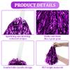 CUGBO 24Pcs Cheerleading Pom Poms, 1 Dozen Handle Metallic Foil Flower Ribbons Cheerleader Pompoms, Kids Children Ball Dance Sports Coaches Game Party Fancy (Purple) view 3