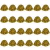 CUGBO 24Pcs Cheerleading Pom Poms, 1 Dozen Handle Metallic Foil Flower Ribbons Cheerleader Pompoms, Kids Children Ball Dance Sports Coaches Game Party Fancy (Gold) view 1