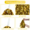CUGBO 24Pcs Cheerleading Pom Poms, 1 Dozen Handle Metallic Foil Flower Ribbons Cheerleader Pompoms, Kids Children Ball Dance Sports Coaches Game Party Fancy (Gold) view 3