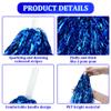 CUGBO 24Pcs Cheerleading Pom Poms, 1 Dozen Handle Metallic Foil Flower Ribbons Cheerleader Pompoms, Kids Children Ball Dance Sports Coaches Game Party Fancy (Blue) view 3