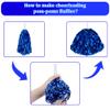 CUGBO 24Pcs Cheerleading Pom Poms, 1 Dozen Handle Metallic Foil Flower Ribbons Cheerleader Pompoms, Kids Children Ball Dance Sports Coaches Game Party Fancy (Blue) view 4