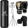 Odoland Punching Bag Set for Adults, 4FT PU Heavy Boxing Bag with 12OZ Boxing Gloves, Hand Wraps, Hanging Chains for MMA Karate Kickboxing Martial Art Home Gym Trainging - Unfilled view 1