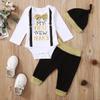 Detigee Baby Boy First New Year's Outfit Toddler Gentleman Pant Clothing Set with Hat (White,12-18 Months) view 2