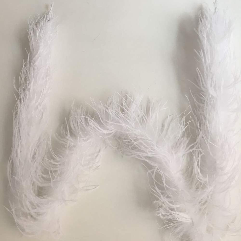 ADAMAI 72inch Natural Ostrich Feather Boa Halloween Cosplay Costume Accessory Holiday Decors (White)