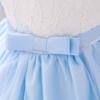 Toddler Baby Flower Girl Princess Lace Dress First Baptism Communion Bowknot Formal Embroidery Tutu Gown Elegant Wedding Bridesmaid Birthday Party Dresses Up with Headwear Blue 18-24 Months view 4