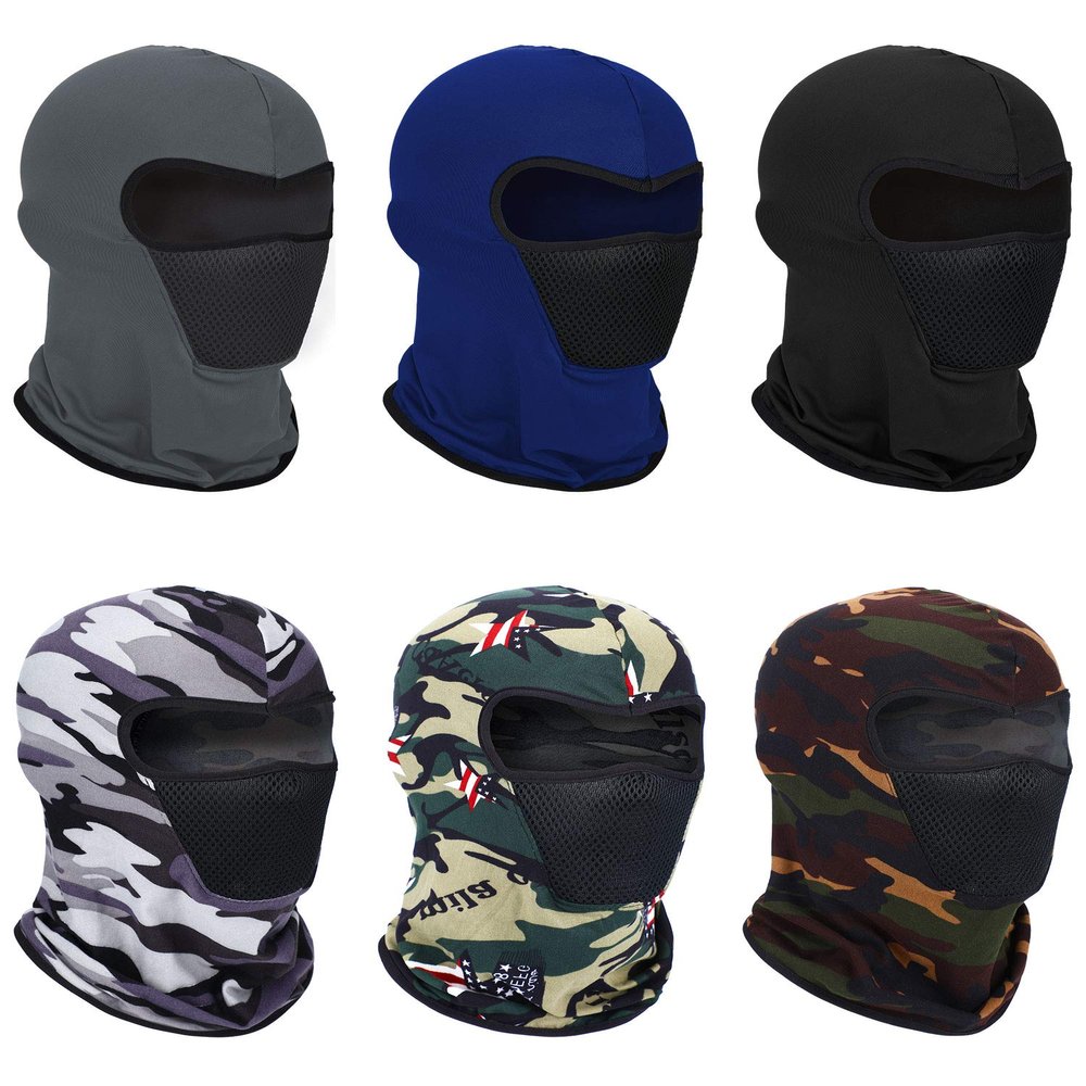 6 Pcs Winter Ski Mask Balaclava Full Face Mask Summer UV Sun Protection Face Cover Dust Windproof Breathable Shiesty Mask(Medium,Grey, Blue, Black, Camouflage)