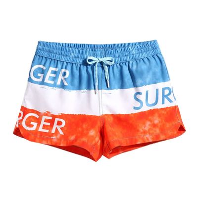 BIKMAN Blue and Red Striped Boardshort Women's Quick-Dry Beach Shorts (XL(Waist:30.1"-32.8"))