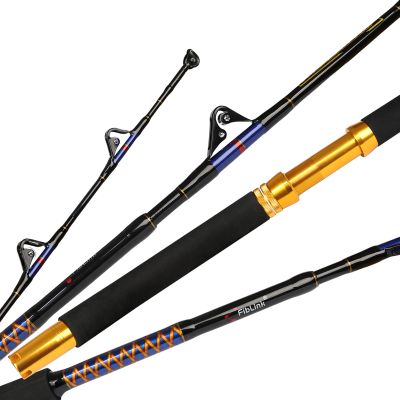 Fiblink 1 Piece Saltwater Offshore Trolling Rod Heavy Roller Rod Big Game Conventional Boat Fishing Rod with Roller Guides (80-120lb,5'6")