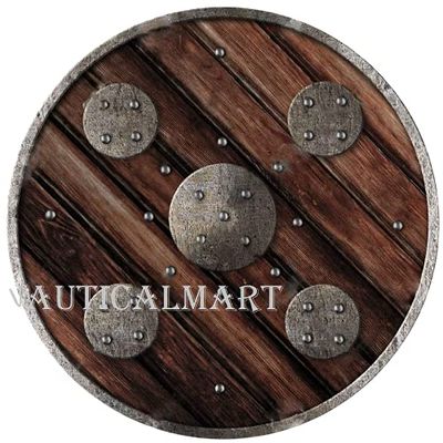 Nautical-Mart Medieval Round Wooden Shield of Vikings - SCA/LARP/Norse/Norway/Antique/Armor