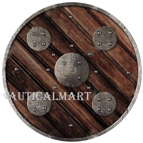 Nautical-Mart Medieval Round Wooden Shield of Vikings - SCA/LARP/Norse/Norway/Antique/Armor