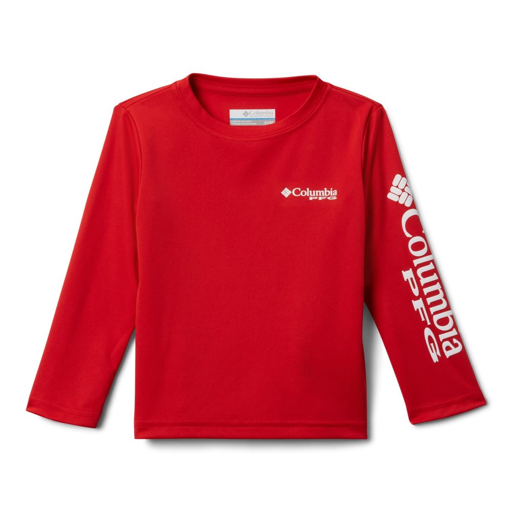 Columbia Youth Boys PFG Terminal Tackle Long Sleeve Sun Protection Shirt, Red Spark, X-Large