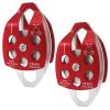 NewDoar 30 KN CE Certified Large Rescue Pulley Double Sheave with Swing Plate for Outdoor Mountaineering Rock Climbing Rescue(Red 2pcs) view 1