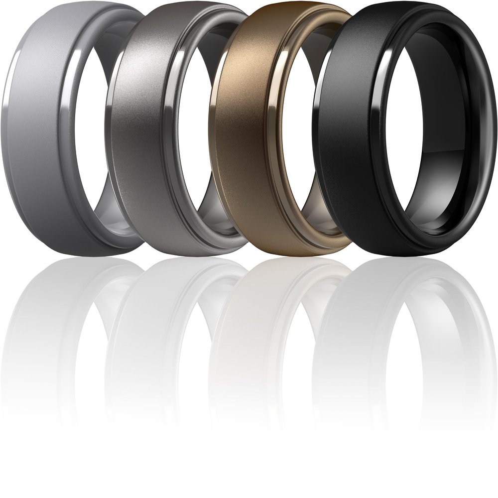 ThunderFit Silicone Mens Wedding Rings, 10mm Wide 2.5mm Thick Rubber Wedding Bands-Variety Multipack 1-7