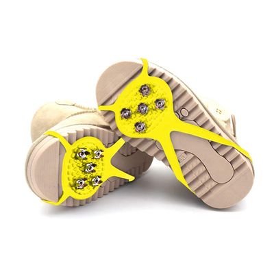 Milaloko 1 Pair (Kids Size) Crampons,Traction Cleats,Spike for Winter Walking Safety,Shoe Grips on IceSnow for Children Girls and Boys (Yellow)
