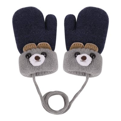 Greenery-GRE Cartoon Infant Toddler Mittens with String Winter Warm Knit Gloves with Fleece Lined for Baby Girls Boys 0-3 Y