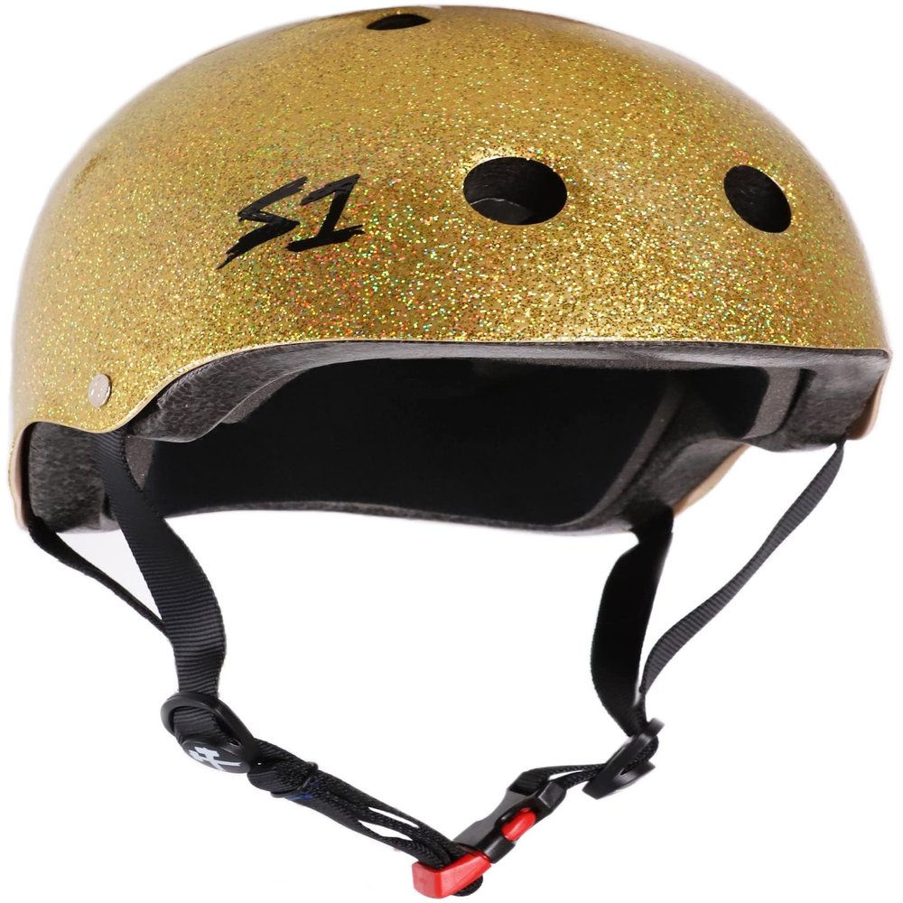 S1 Mini Lifer Helmet for Skateboarding, BMX, and Roller Skating - EPS Fusion Foam, CPSC & ASTM Certified - Gold Gloss Glitter Small (19")