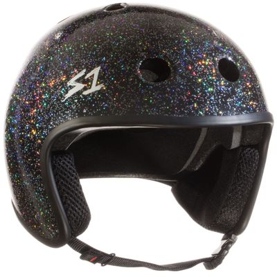 S1 Retro Lifer Helmet for Skateboarding, BMX, and Roller Skating - EPS Fusion Foam, CPSC & ASTM Certified - Black Gloss Glitter Large (22")