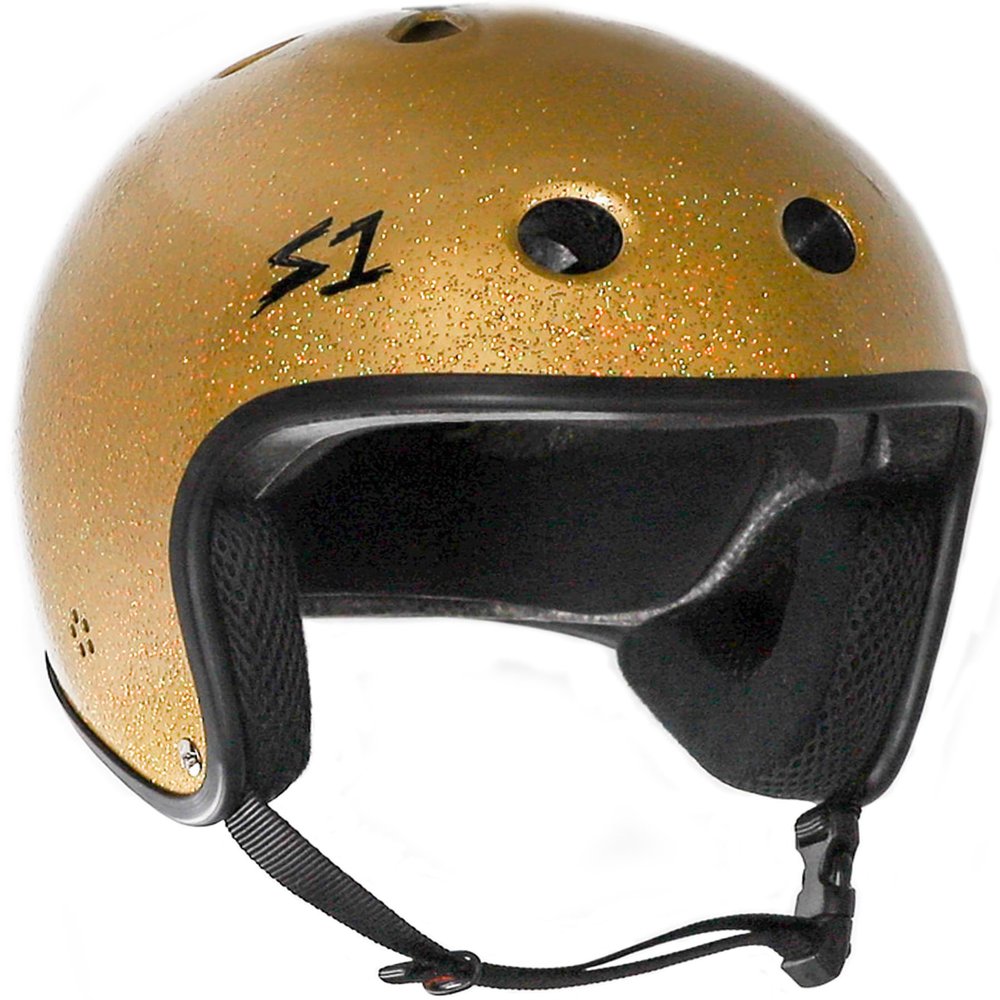 S1 Retro Lifer Helmet for Skateboarding, BMX, and Roller Skating - EPS Fusion Foam, CPSC & ASTM Certified - Gold Gloss Glitter X-Large (22.5")