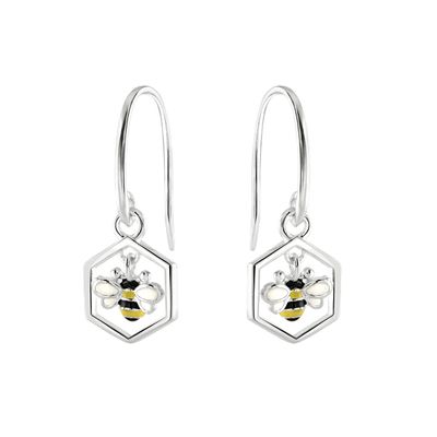 Dew Sterling Silver Dinky Bee and Combe Drop Earrings 5558ME028