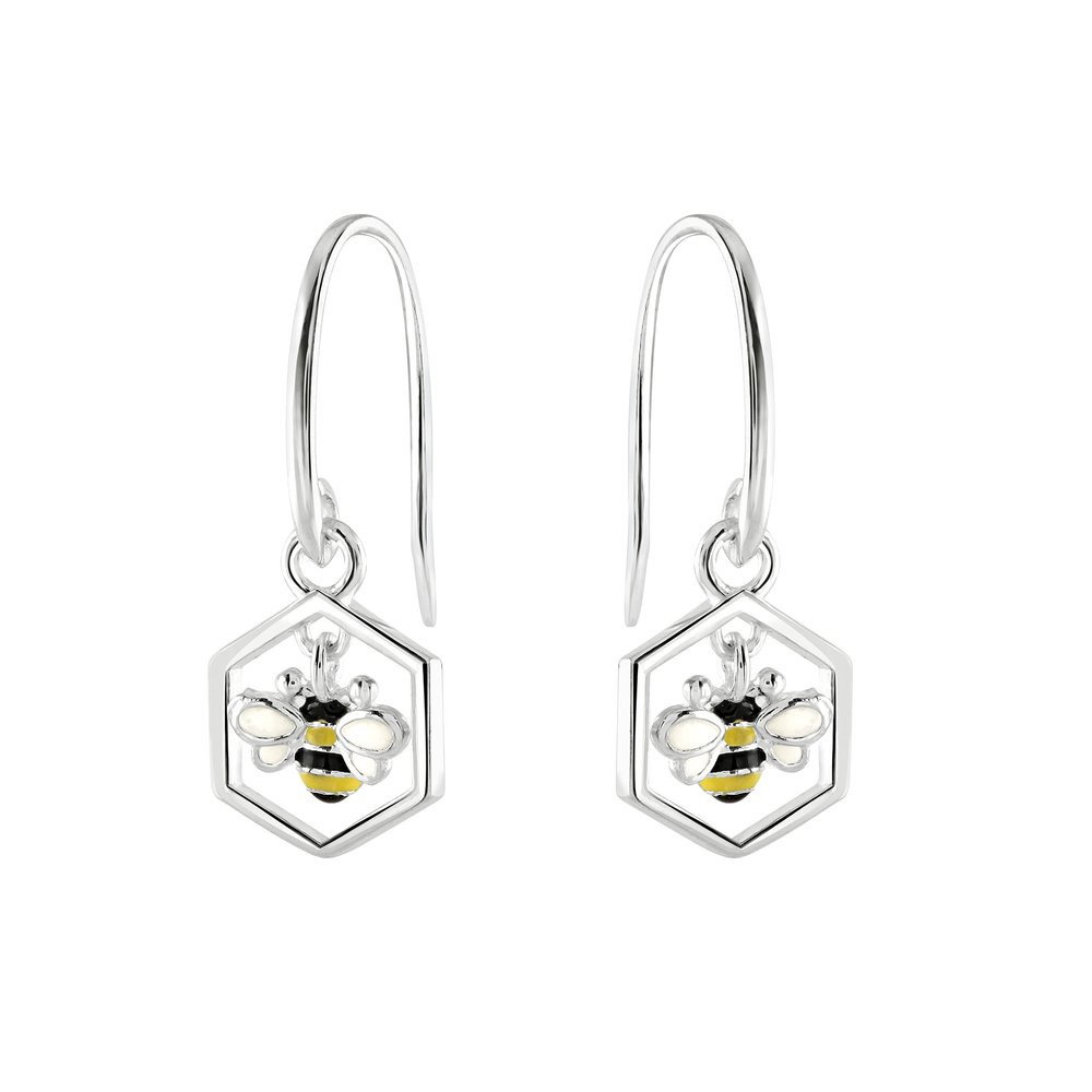 Dew Sterling Silver Dinky Bee and Combe Drop Earrings 5558ME028