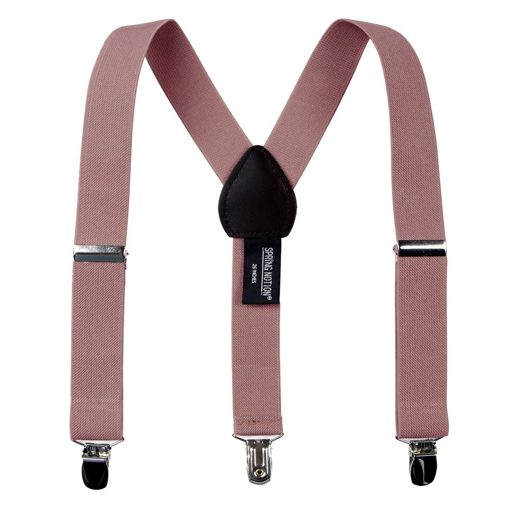 Spring Notion Boys' Elastic Suspenders with Leather Crosspatch Pink Copper Large
